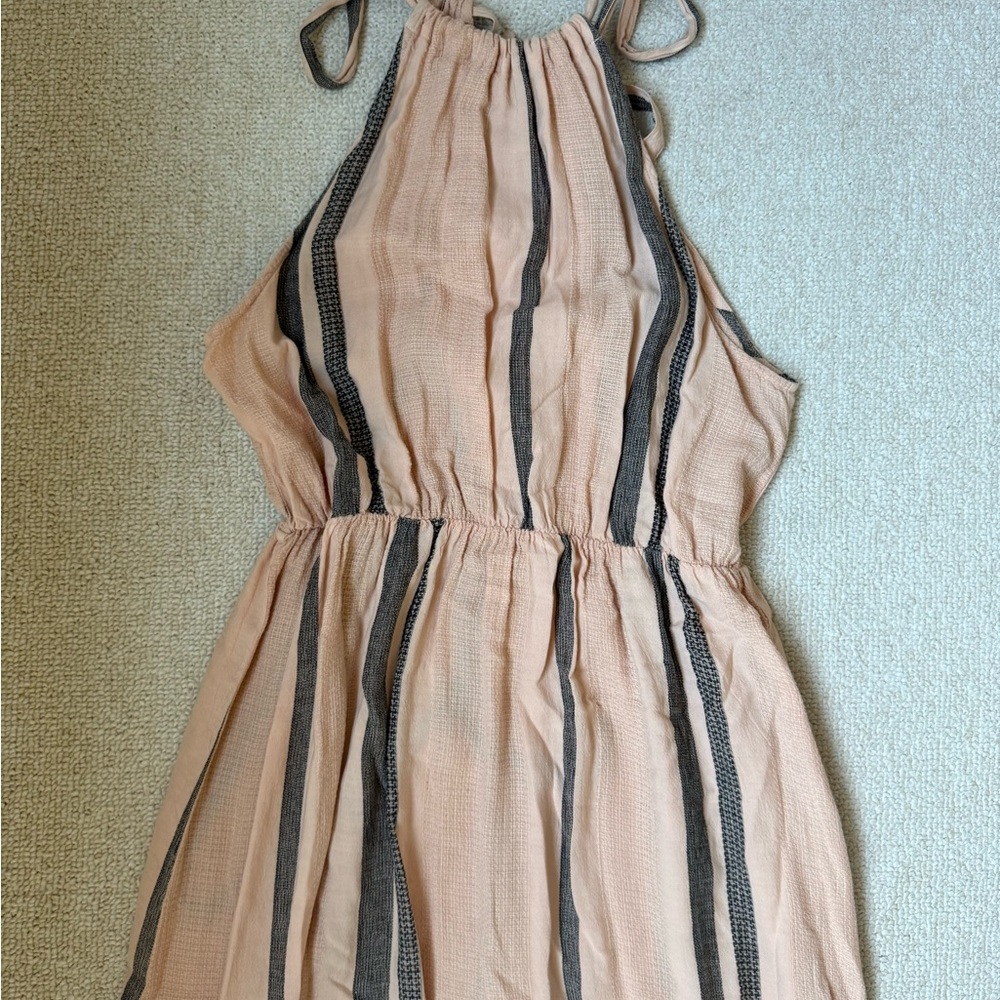 Anthropologie Peach and Black Striped Maxi Dress